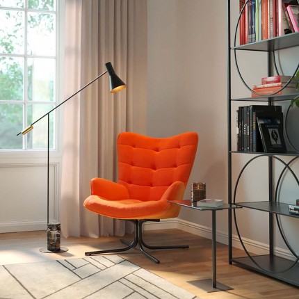 Draaifauteuil Oscar fluweel oranje Kare Design