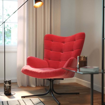 Draaifauteuil Oscar fluweel rood Kare Design