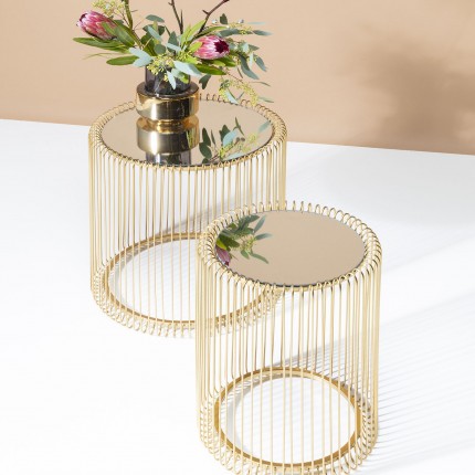 Side Table Wire Brass (2/Set) Ø44cm Kare Design