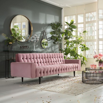 Sofa Milchbar 3-Zits fluweel roze Kare Design