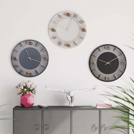 Wall Clock Leonardo Grey/Gold Kare Design