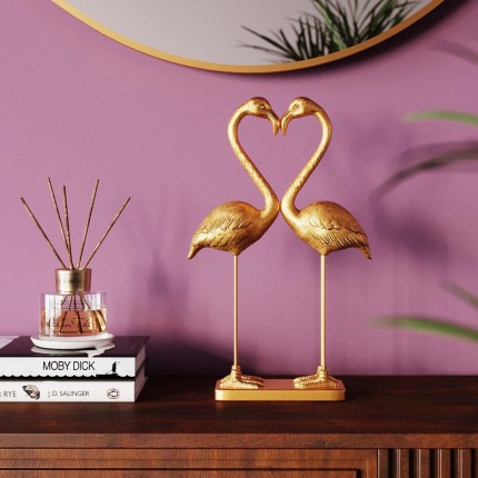 Deco flamingo love 39cm gold Kare Design