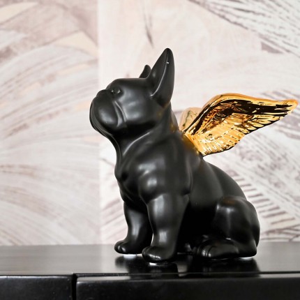 Decoratie Sitting Angel Dog Gouden-Zwart Kare Design