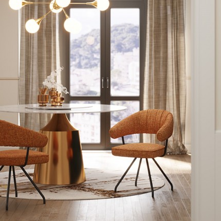 Swivel chair with armrests Arabella orange Kare Design