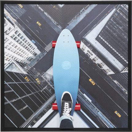 Schilderij 3D Skyline Skater 149x149cm Kare Design