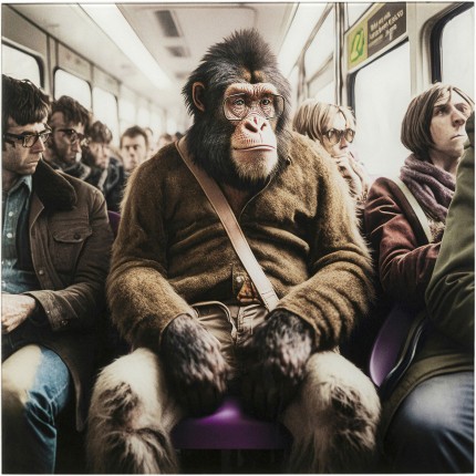 Glass Picture monkey subway 60x60cm Kare Design