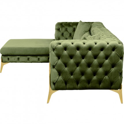 Hoekbank Bellissima links fluweel groen Kare Design