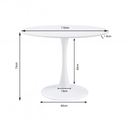 Eettafel Schickeria Ø110cm marbleprint wit Kare Design