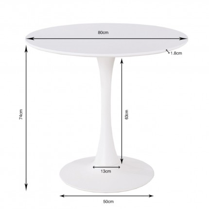 Eettafel Schickeria Ø80cm marmerprint wit Kare Design