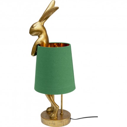 Tafellamp Animal konijn 68cm goud en groen Kare Design