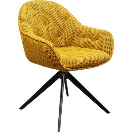 Swivel chair with armrests Carlito Mesh yellow Kare Design