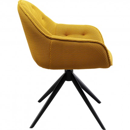 Swivel chair with armrests Carlito Mesh yellow Kare Design