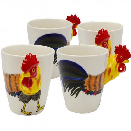 Mug rooster (4/set) Kare Design