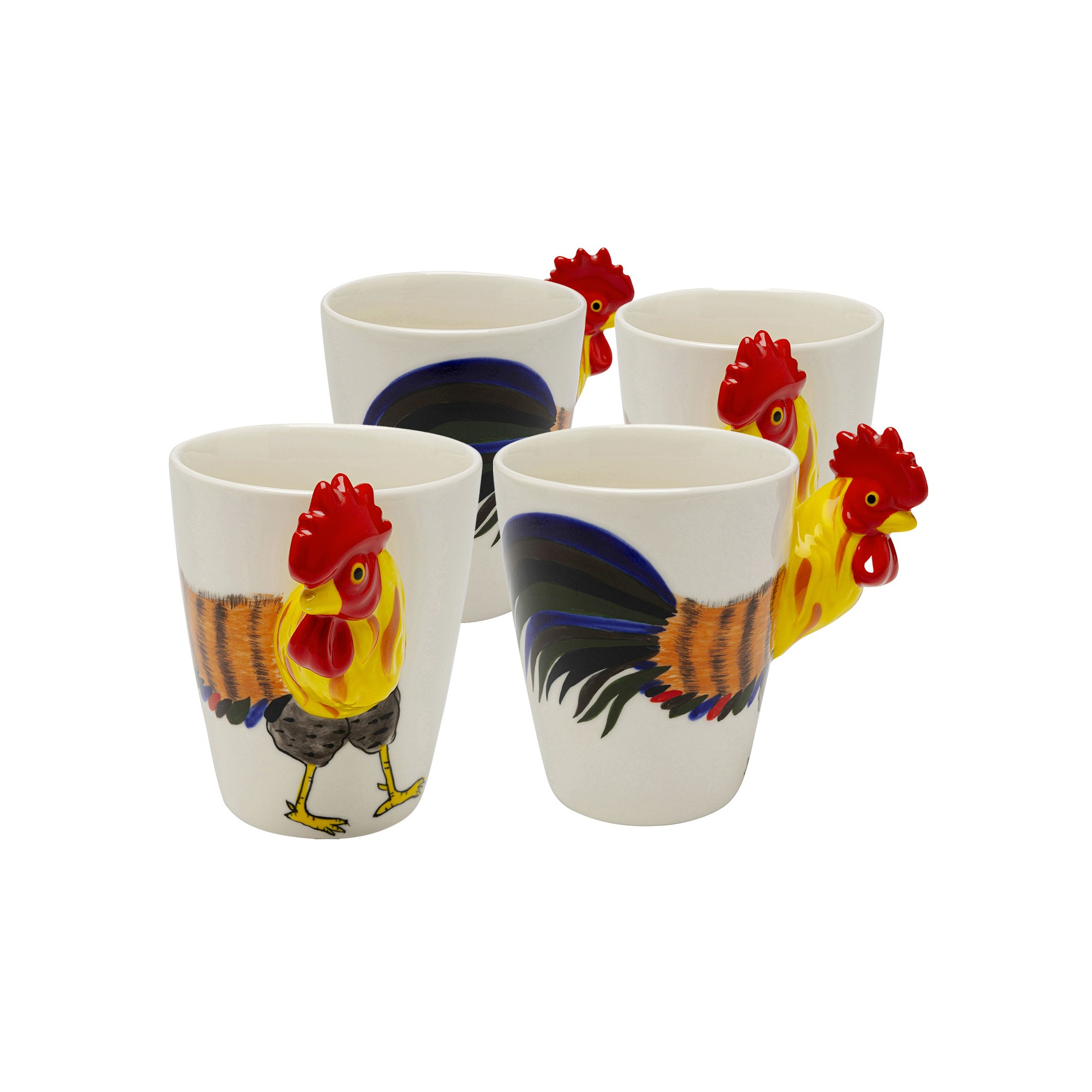 Mug rooster (4/set) Kare Design