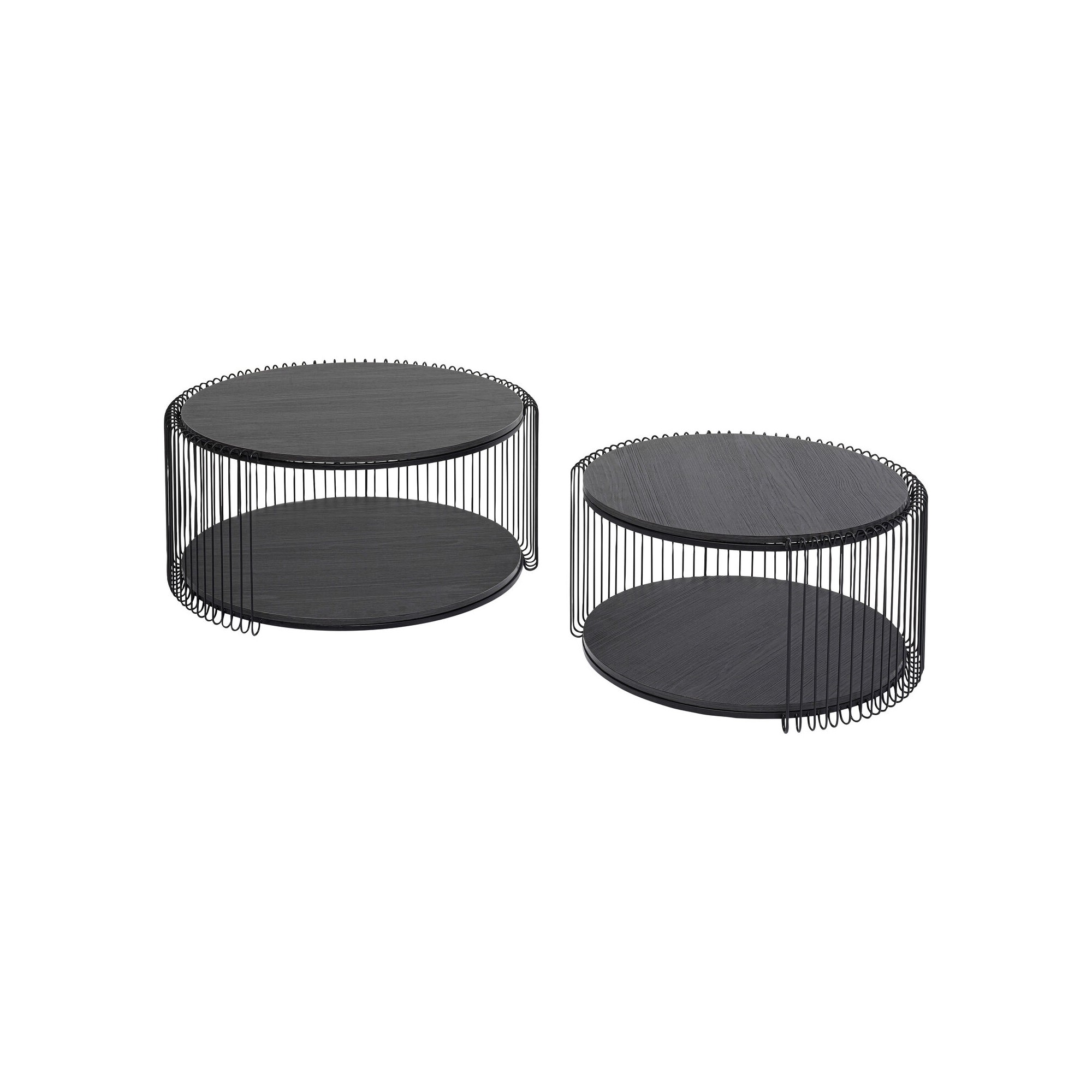 Table basse Wire Double noir bois (2/Set)