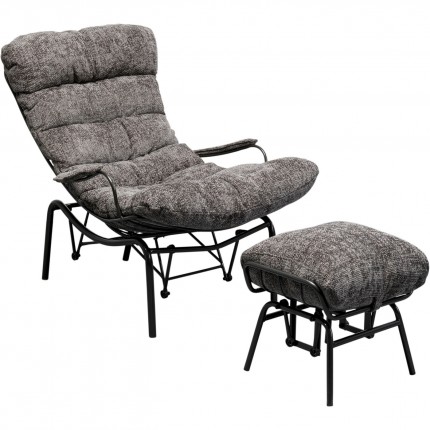 Fauteuil en Voetensteun Vienna Swing grijs Kare Design