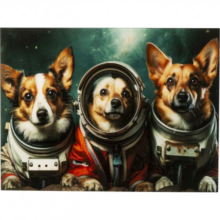 Glass Picture astronaut dogs 80x60cm Kare Design