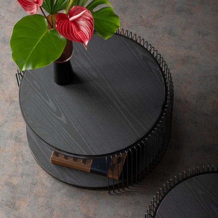 Coffee Table Wire Double black wood (2/Set) Kare Design