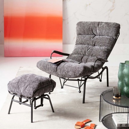 Armchair with stool Vienna Swing grey Kare Design