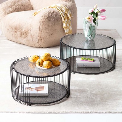 Coffee table Wire Double Bubble black (2/Set) Kare Design