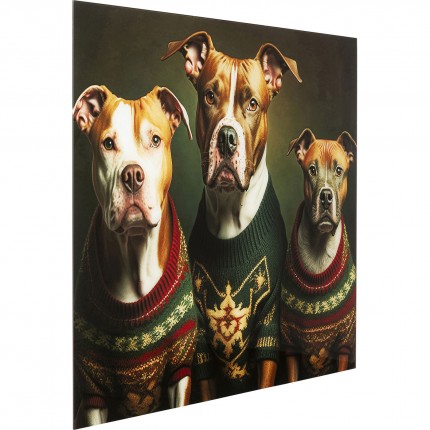 Schilderij honden kersttruien 110x90cm Kare Design