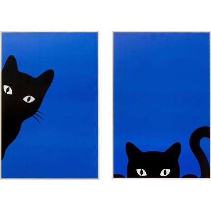 Canvas Picture playful black cats (2/Set) Kare Design