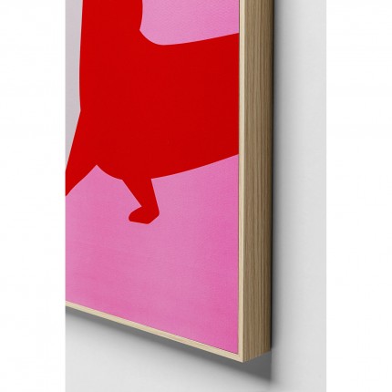 Schilderij teckel rood en roze (2/Set) Kare Design