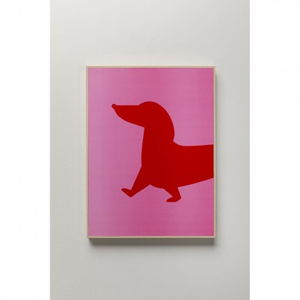 Schilderij teckel rood en roze (2/Set) Kare Design