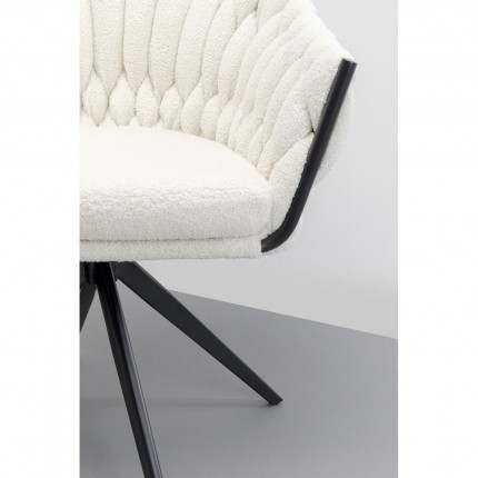 Swivel chair with armrests Knot Boucle white Kare Design