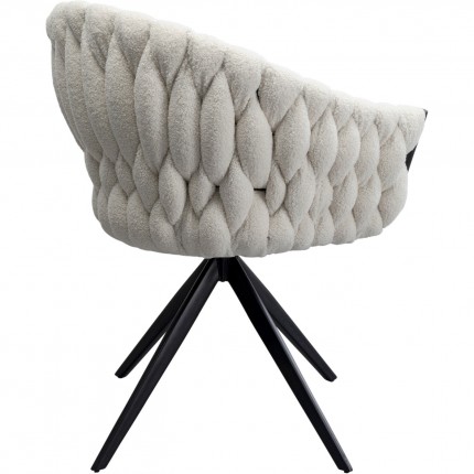 Swivel chair with armrests Knot Boucle white Kare Design