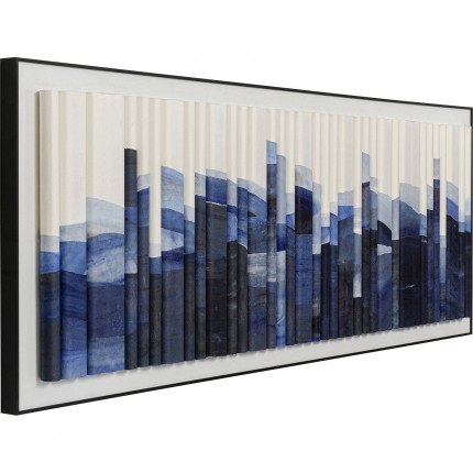 Schilderij 3D Shadow Skyline blauw 160x60cm Kare Design