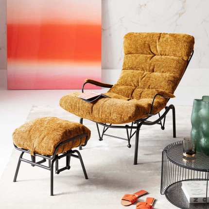 Fauteuil en Voetensteun Vienna Swing geel Kare Design