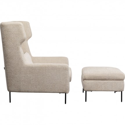 Fauteuil en Voetensteun Quinn beige Kare Design