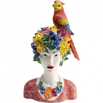 Deco woman flowers parrot 28cm Kare Design