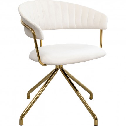 Swivel chair with armrests Belle velvet cream Kare Design