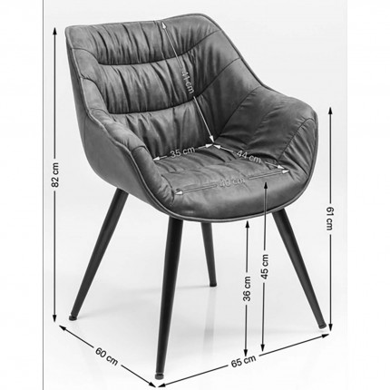 Chair with armrests Thelma Melange grey Kare Design