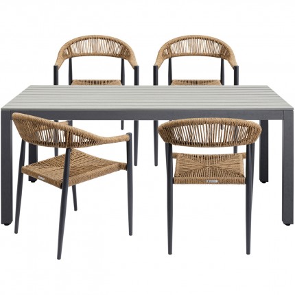 Outdoor set Sorrento table and 4 chairs nature Kare Design