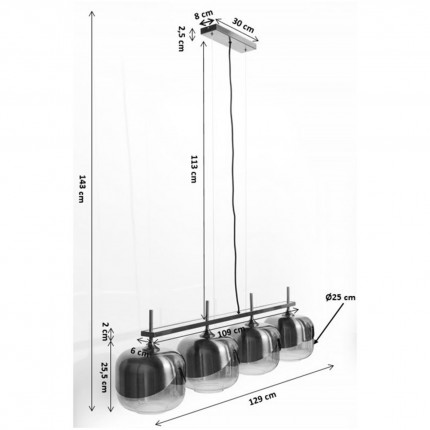 Hanglamp Goblet Quattro zwart Kare Design