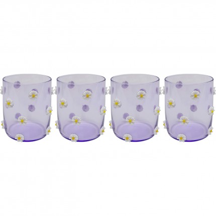 Waterglazen Party paars bloemen (4/set) Kare Design