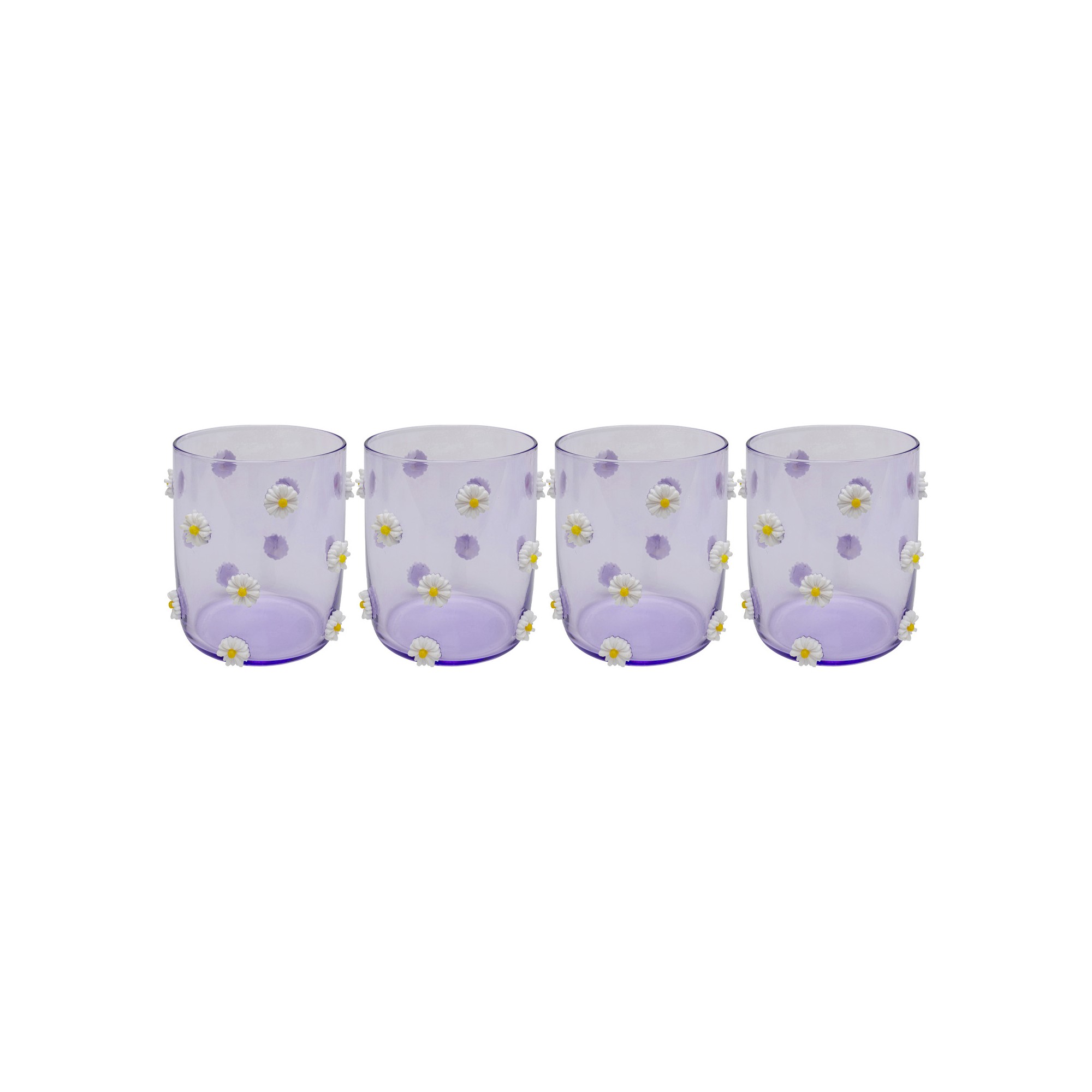 Water Glass Party purple flowers (4/set) Kare Design