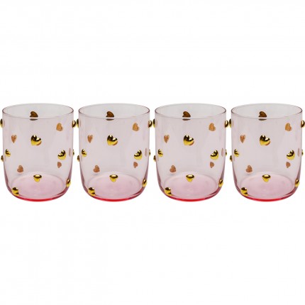 Water Glass Party hearts (4/set) Kare Design