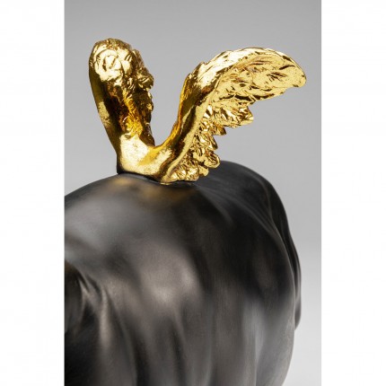 Deco black pig gold wings 40cm Kare Design