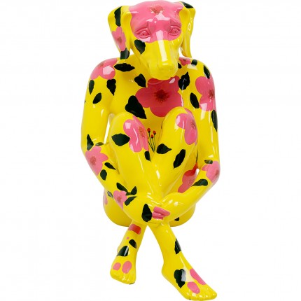 Deco Gangster yellow dog XL pink flower Kare Design