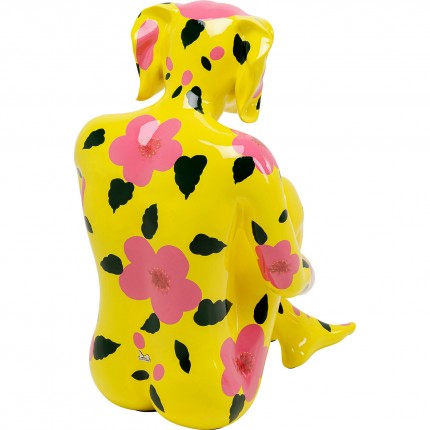 Deco Gangster yellow dog XL pink flower Kare Design