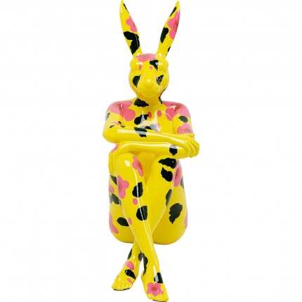 Deco Gangster yellow rabbit XL pink flowers Kare Design