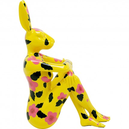 Deco Gangster yellow rabbit XL pink flowers Kare Design