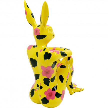 Deco Gangster yellow rabbit XL pink flowers Kare Design