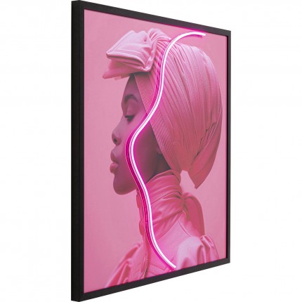 Schilderij LED roze sjaal vrouw 80x80cm Kare Design