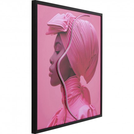 Schilderij LED roze sjaal vrouw 80x80cm Kare Design