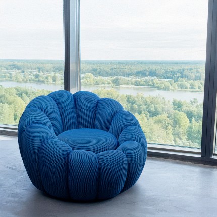 Swivel Armchair Peppo Bloom blue Kare Design